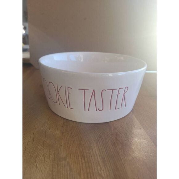 Rae Dunn Artisan Magenta collection XLARGE bowl New unused White 'COOKIE TASTER'